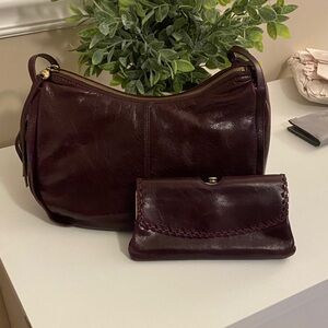 HOBO Rich Burgundy Leather Hobo Bag and Wallet
